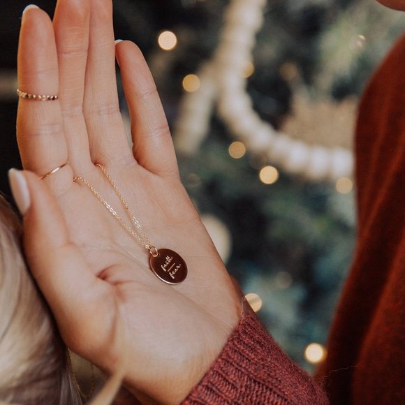 Faith | Fear Spiritual Peace Mantra Charm Necklace - Picture 4 of 15